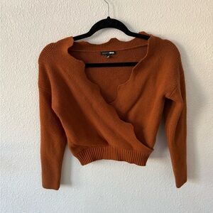 Fashion Nova Women's Rust V-Neck Sweater